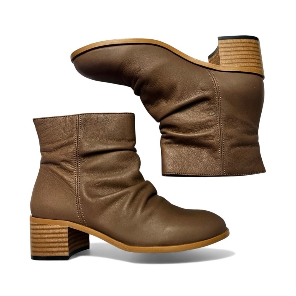 Anthropologie Leather Slouchy Ankle Boot Womens 5.5 Boho Chic Neutral Minimalist - Picture 1 of 10